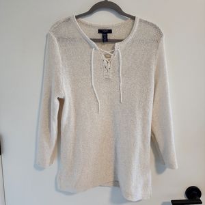 White Long-sleeved Knit Blouse